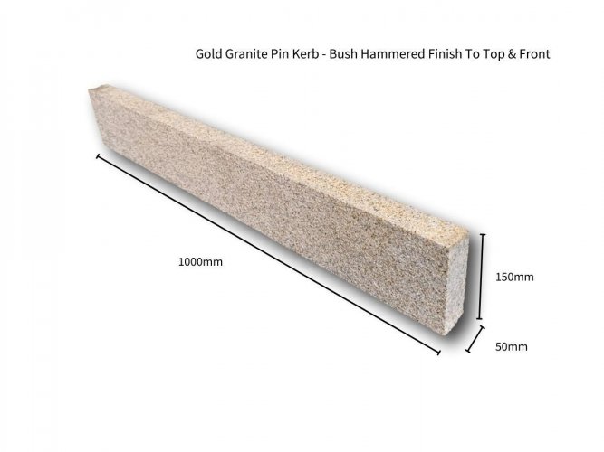 Gold Granite Pin Kerb - Bush Hammered Finish Top Top & Front