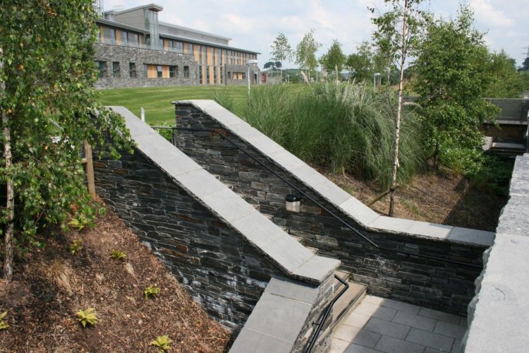 Liscannor Walling Stone with Hand Dressed Black Limestone Wall Capping 