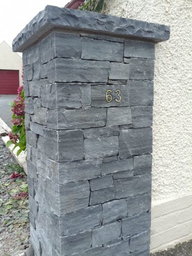 Liscannor slate Pillar featuring 30mm natural stone cladding 