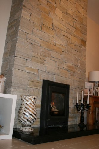 Gold & Silver Donegal Quartzite Fireplace - Stoneer Cladding 