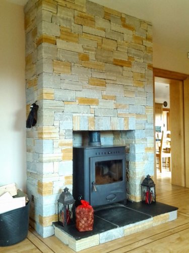 Gold & Silver Donegal Quartzite Fireplace - Stoneer Cladding 