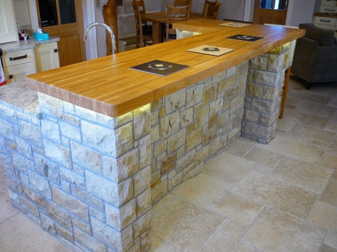 Kitchen Island completed using machined Mountcharles Sandstone.