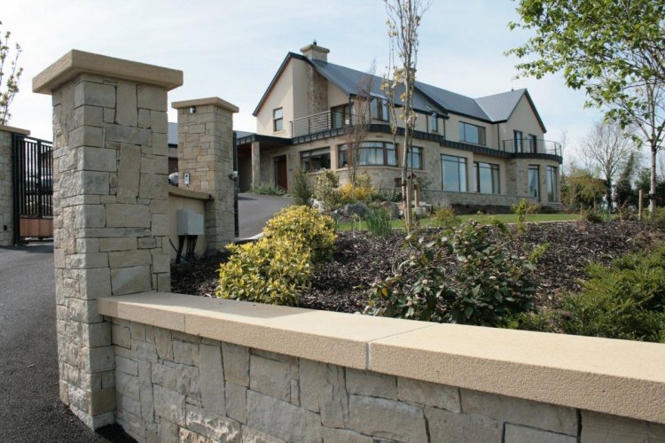Boundary Wall completed using Mountcharles Sandstone Stoneer Cladding 