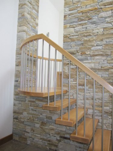 Staircase feature wall - Silver & Gold Donegal Quartzite Machine Block 