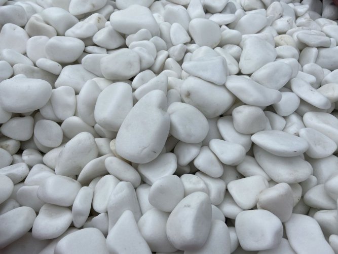 White Thasos Pebbles; 30 - 60mm